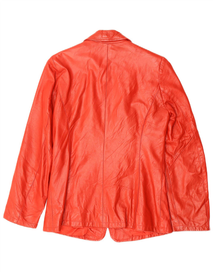 VINTAGE Womens 3 Button Leather Blazer Jacket IT 42 Medium Red Leather
