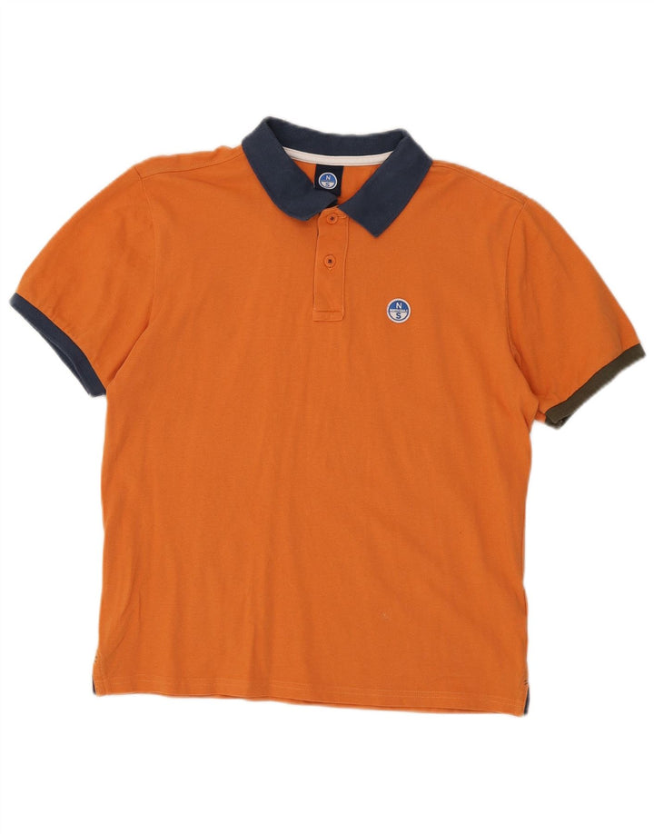 Polo da uomo North Sails in cotone color block arancione medio