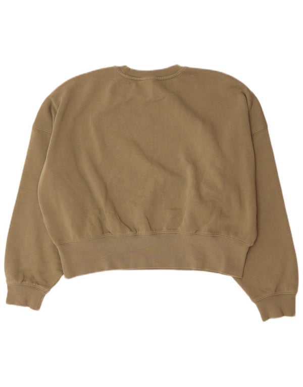 Felpa oversize con grafica da donna Adidas, maglione UK 6 XS, cotone kaki