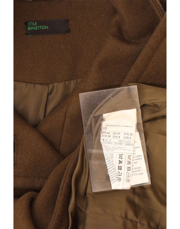 Cappotto da donna BENETTON UK 8 piccolo in lana marrone