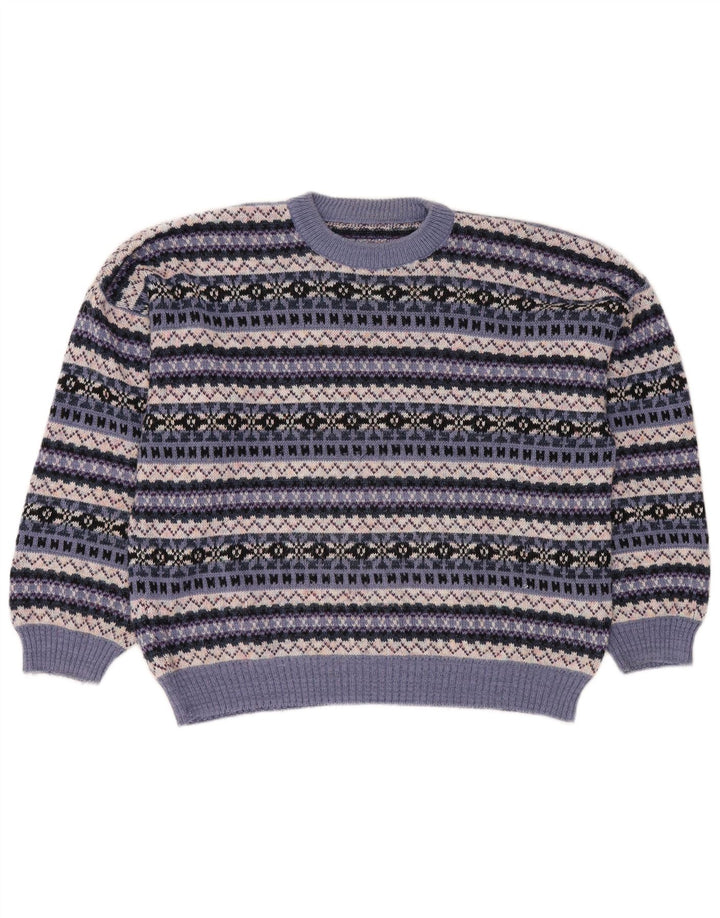 Maglione maglione girocollo da donna vintage UK 18 XL Fair Isle multicolore