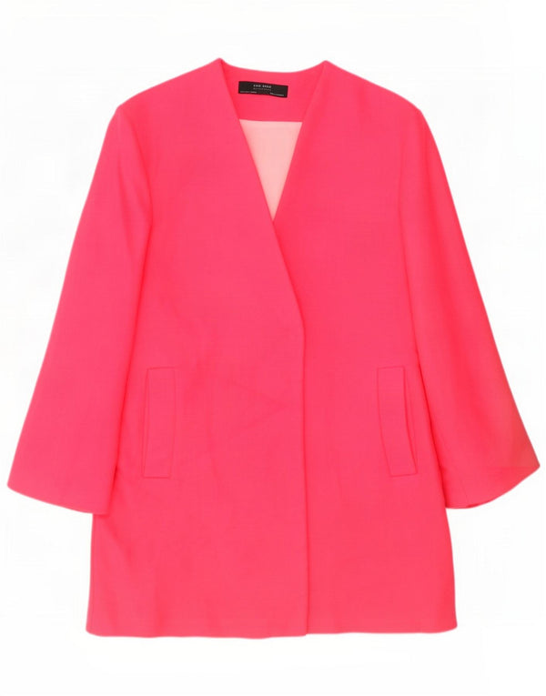 Zara Womens 3/4 Sleeve Overcoat UK 12 Medium Pink