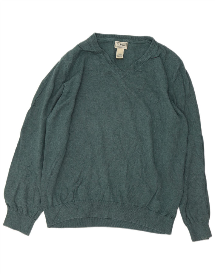 Maglione da uomo con scollo a V L.L.Bean grande cotone verde