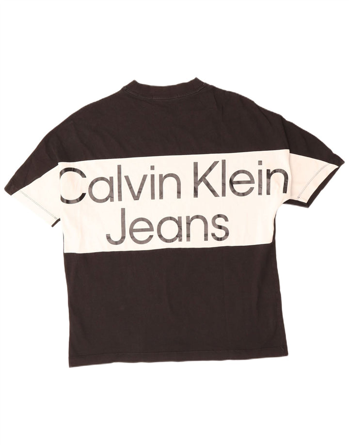 CALVIN KLEIN JEANS T-shirt grafica da uomo Top XL in cotone color block nero