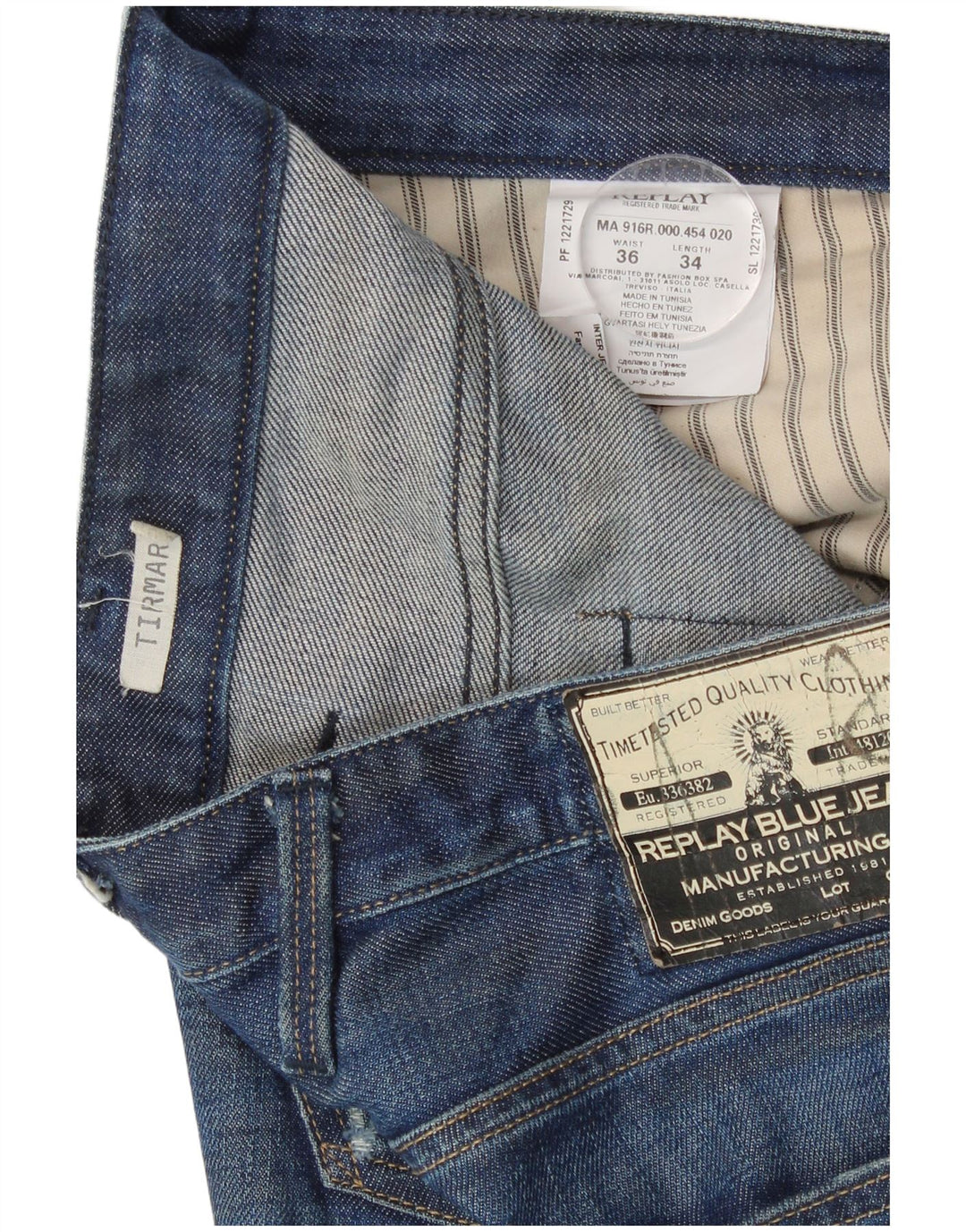 Replay Jeans affusolati Tirmar da uomo W36 L34 cotone blu