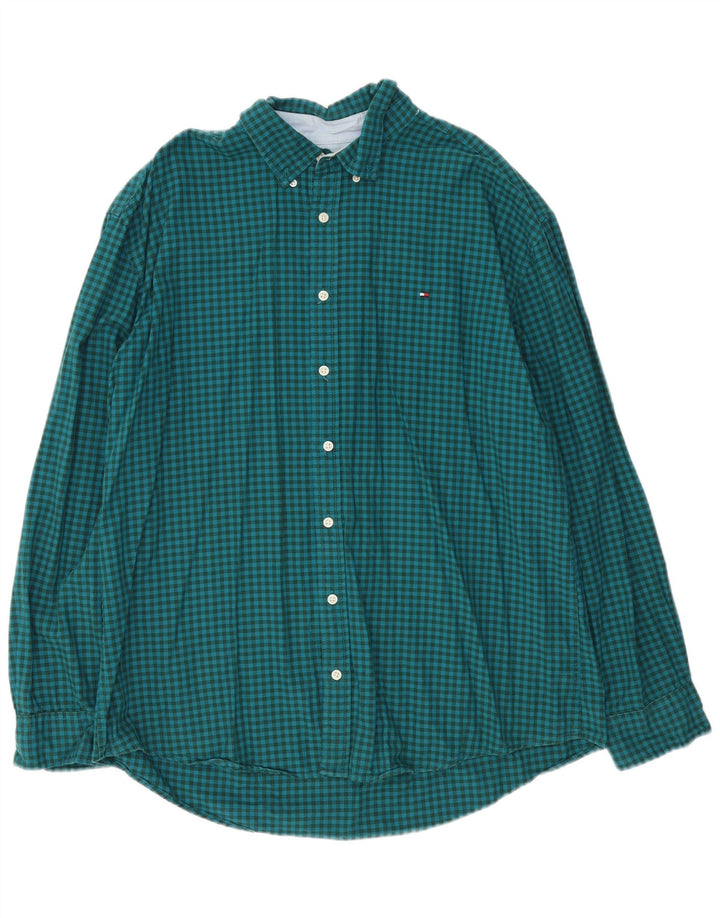 Camicia da uomo Tommy Hilfiger 2XL cotone a quadretti verde