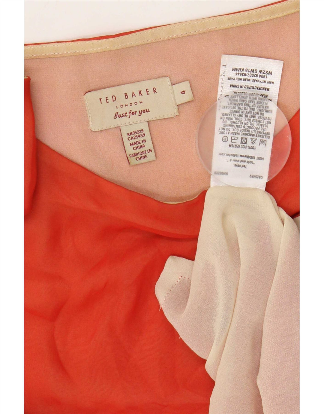 Canotta da donna Ted Baker taglia 4 grande poliestere arancione