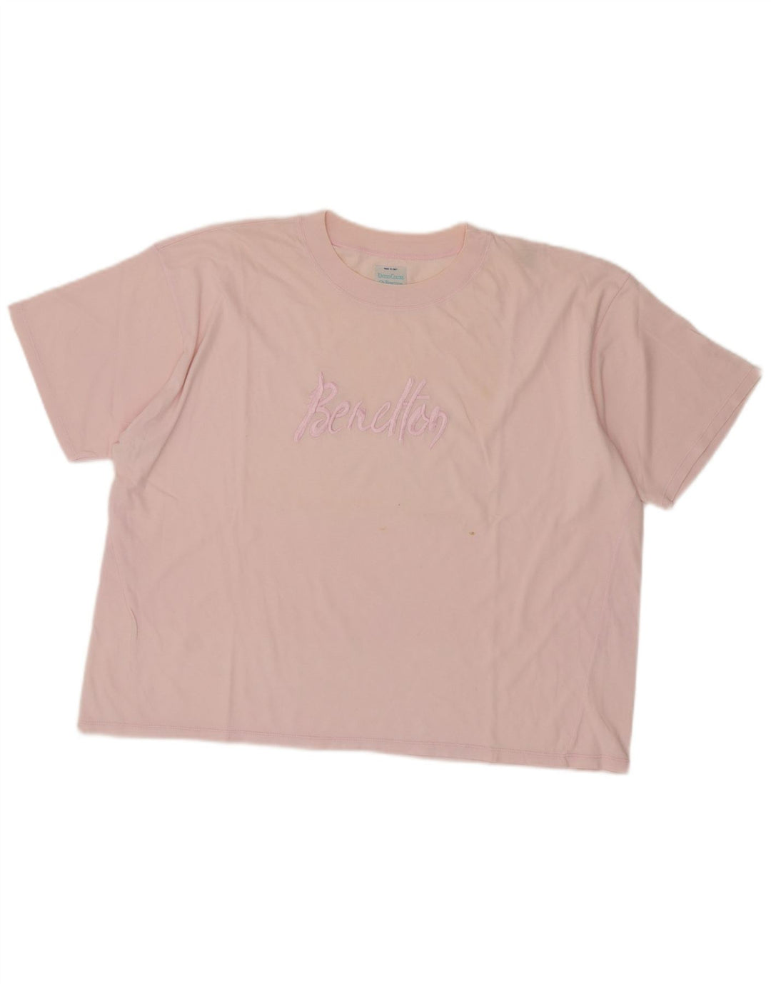 T-shirt grafica oversize da donna Benetton Top UK 14 cotone rosa medio