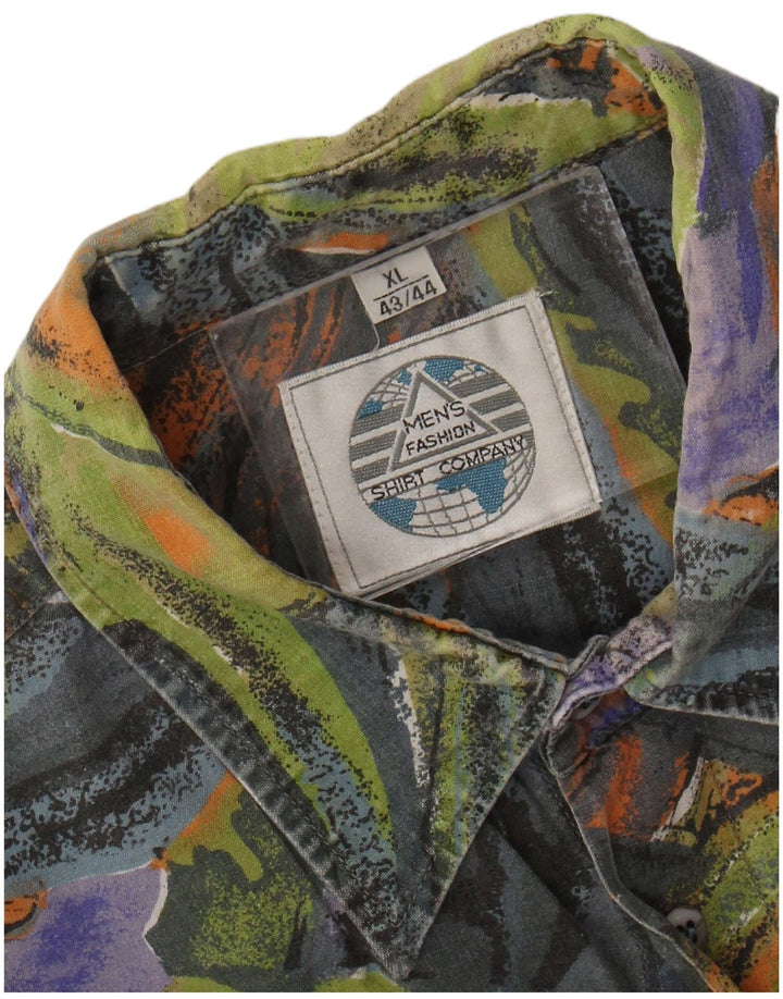 Camicia da uomo con motivo astratto VINTAGE taglia 43/44 XL multicolore