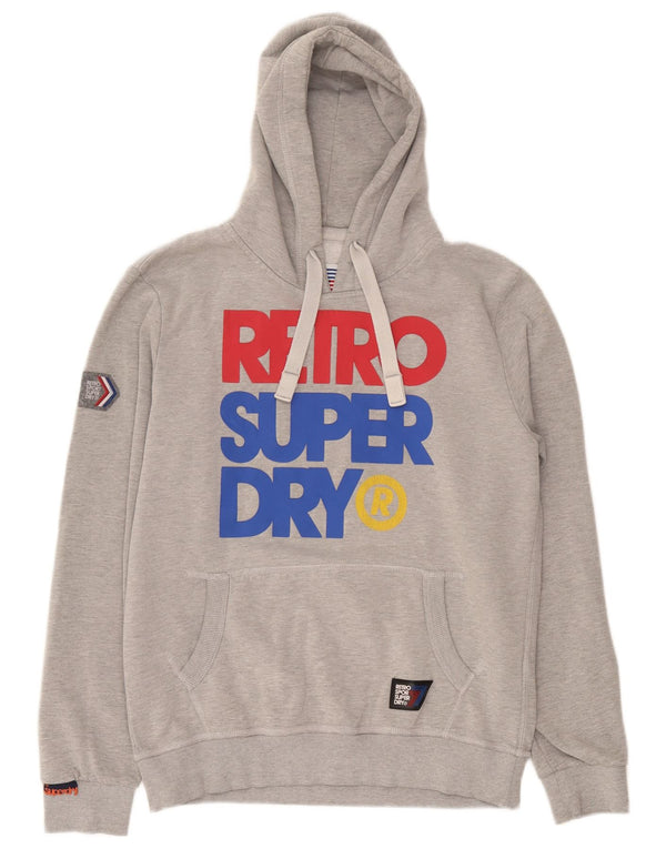 Felpa con cappuccio grafica da uomo Superdry XL in cotone grigio