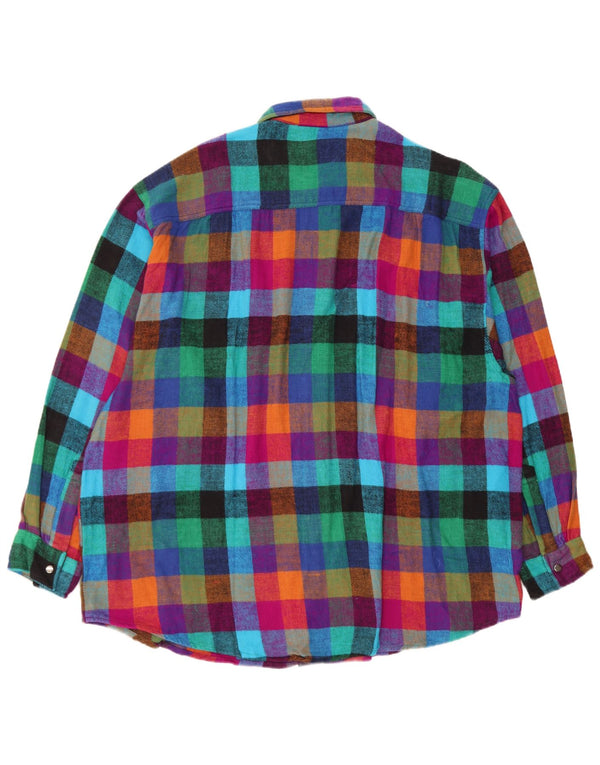 Berto Lucci Camicia da uomo in flanella vestibilità ampia taglia 16 grande quadretto multicolore