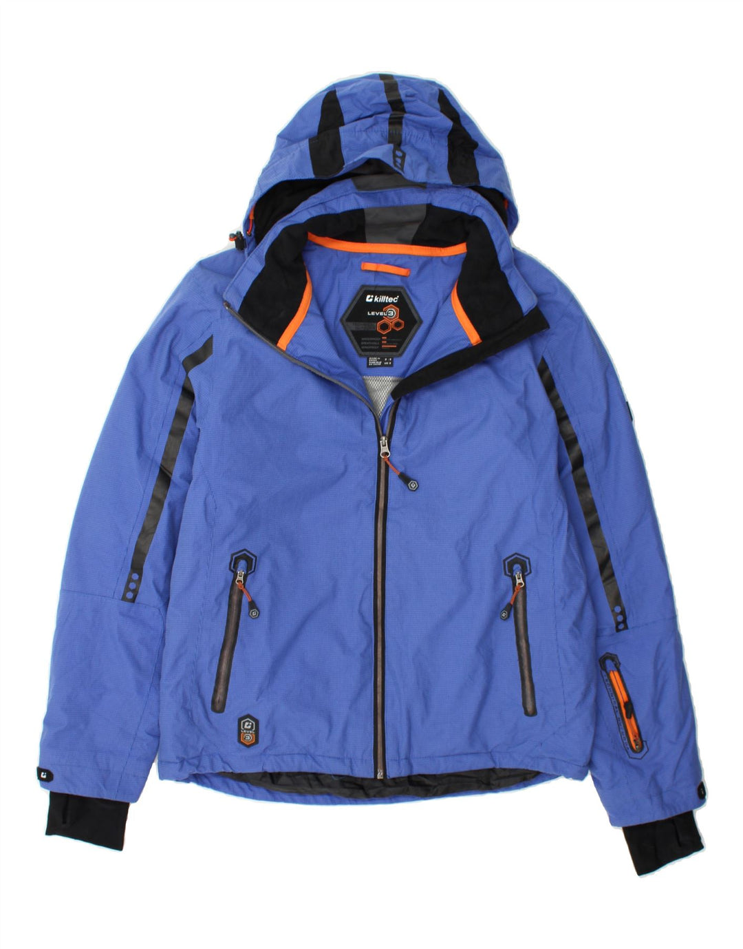 KILLTEC Mens Hooded Windbreaker Jacket UK 36 Small Blue Colourblock Vintage Killtec and Second-Hand Killtec from Messina Hembry 