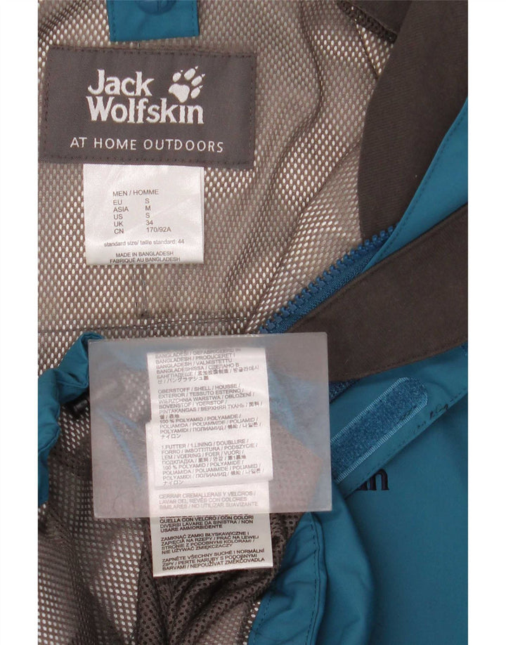 Giacca antipioggia con cappuccio da uomo Jack Wolfskin UK 34 Small Blue Colourblock