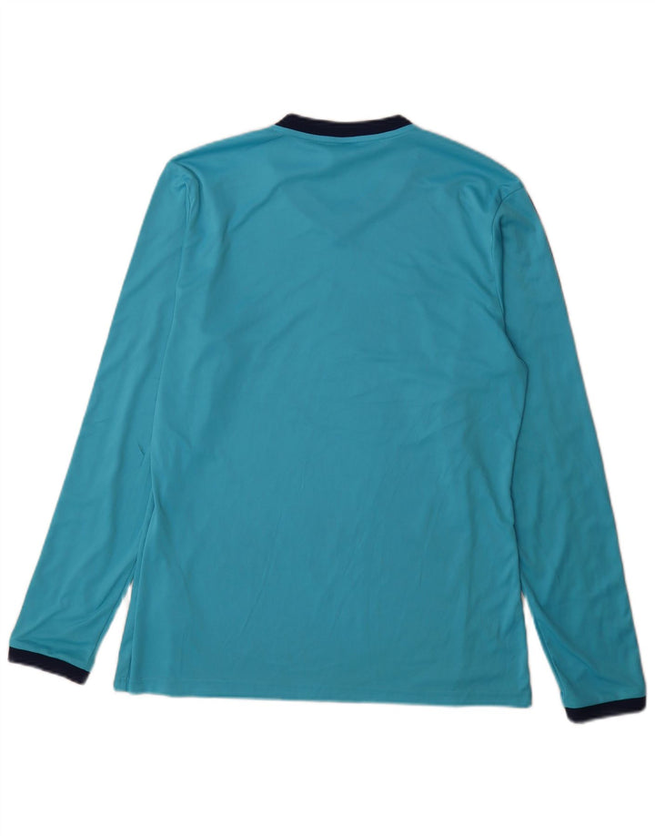Top Adidas Climalite da uomo a maniche lunghe in poliestere blu medio
