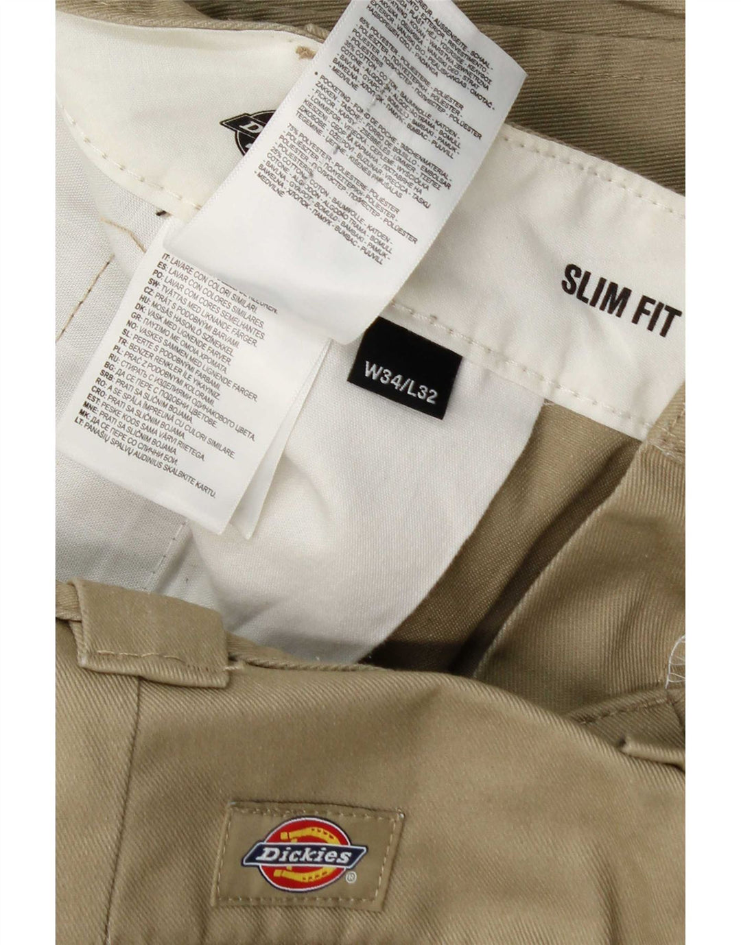 Pantaloni chino slim fit da uomo Dickies W34 L32 poliestere kaki