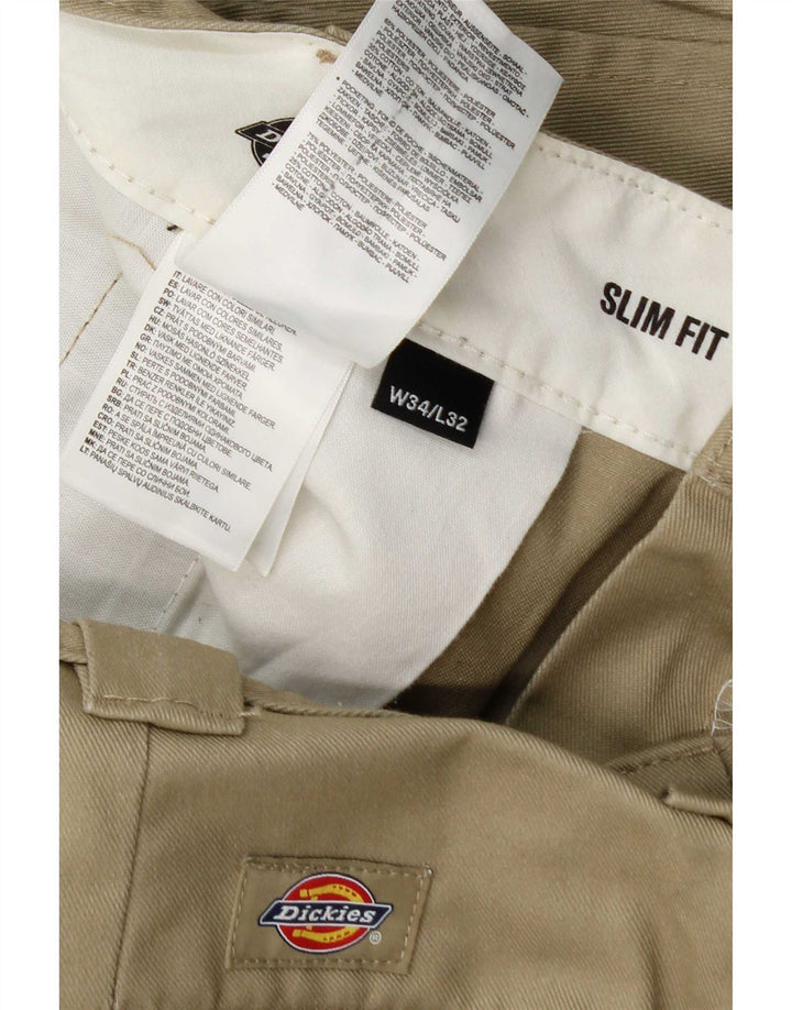 Pantaloni chino slim fit da uomo Dickies W34 L32 poliestere kaki