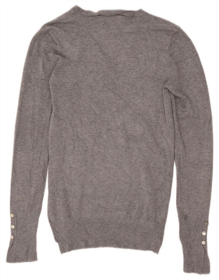 Maglione maglione con scollo a barca da donna Zara UK 12 Grigio medio screziato