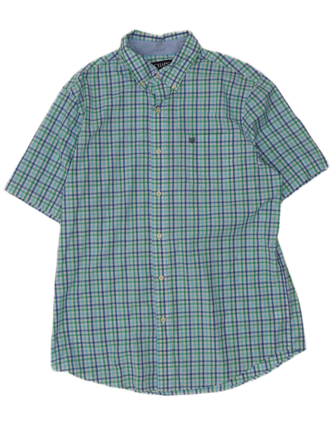 Camicia a maniche corte da uomo Chaps grande in cotone a quadretti multicolore