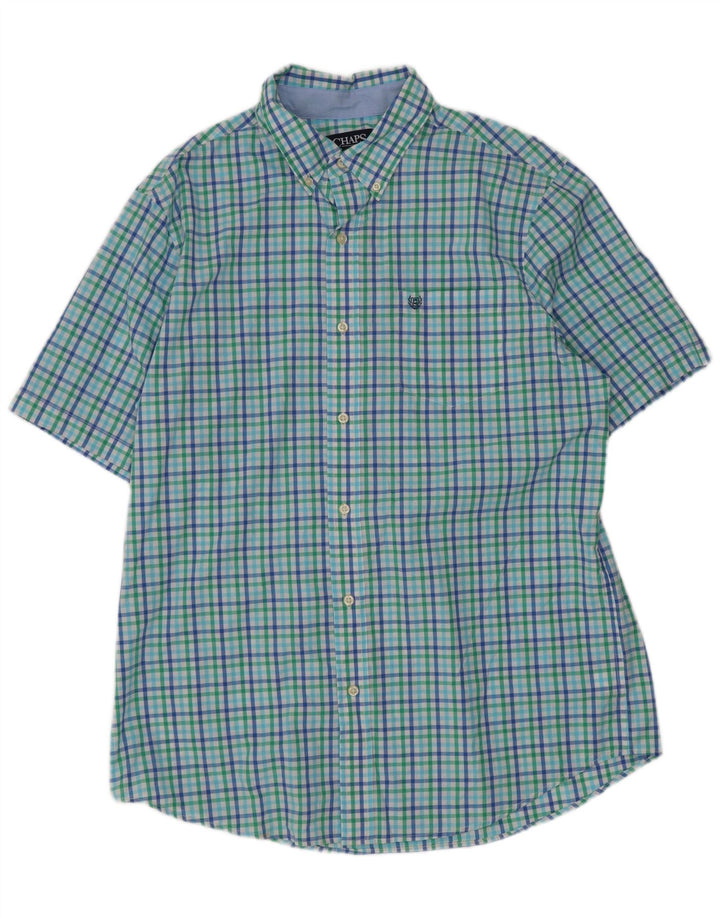 Camicia a maniche corte da uomo Chaps grande in cotone a quadretti multicolore