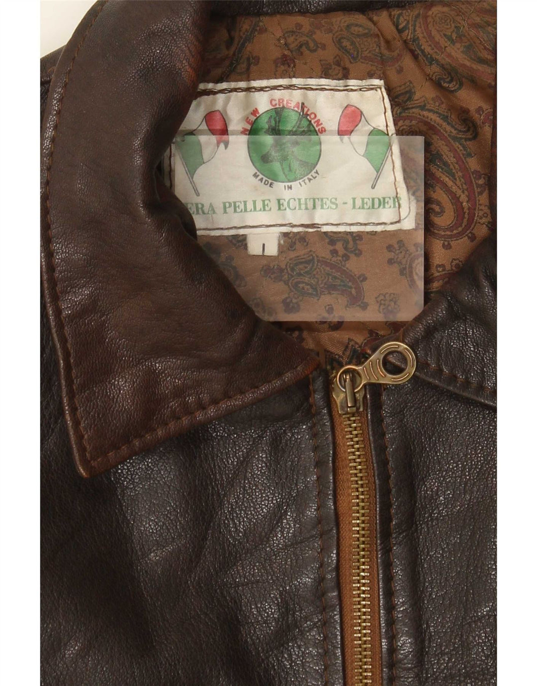 Giacca in pelle vintage da uomo UK 40 grande marrone