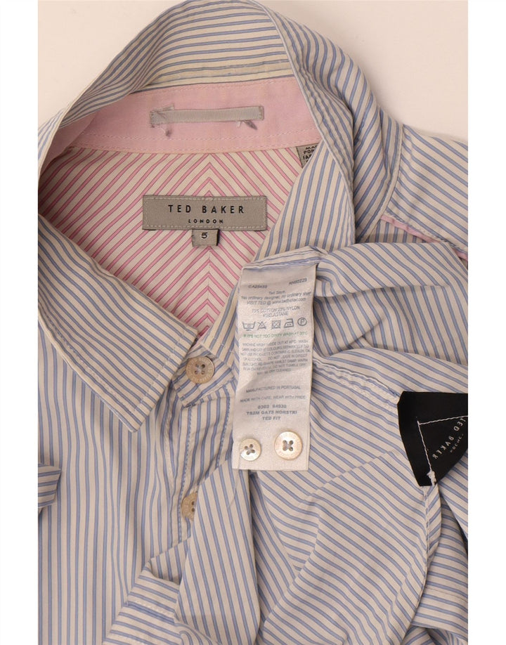Camicia da uomo Ted Baker taglia 5 XL cotone gessato blu