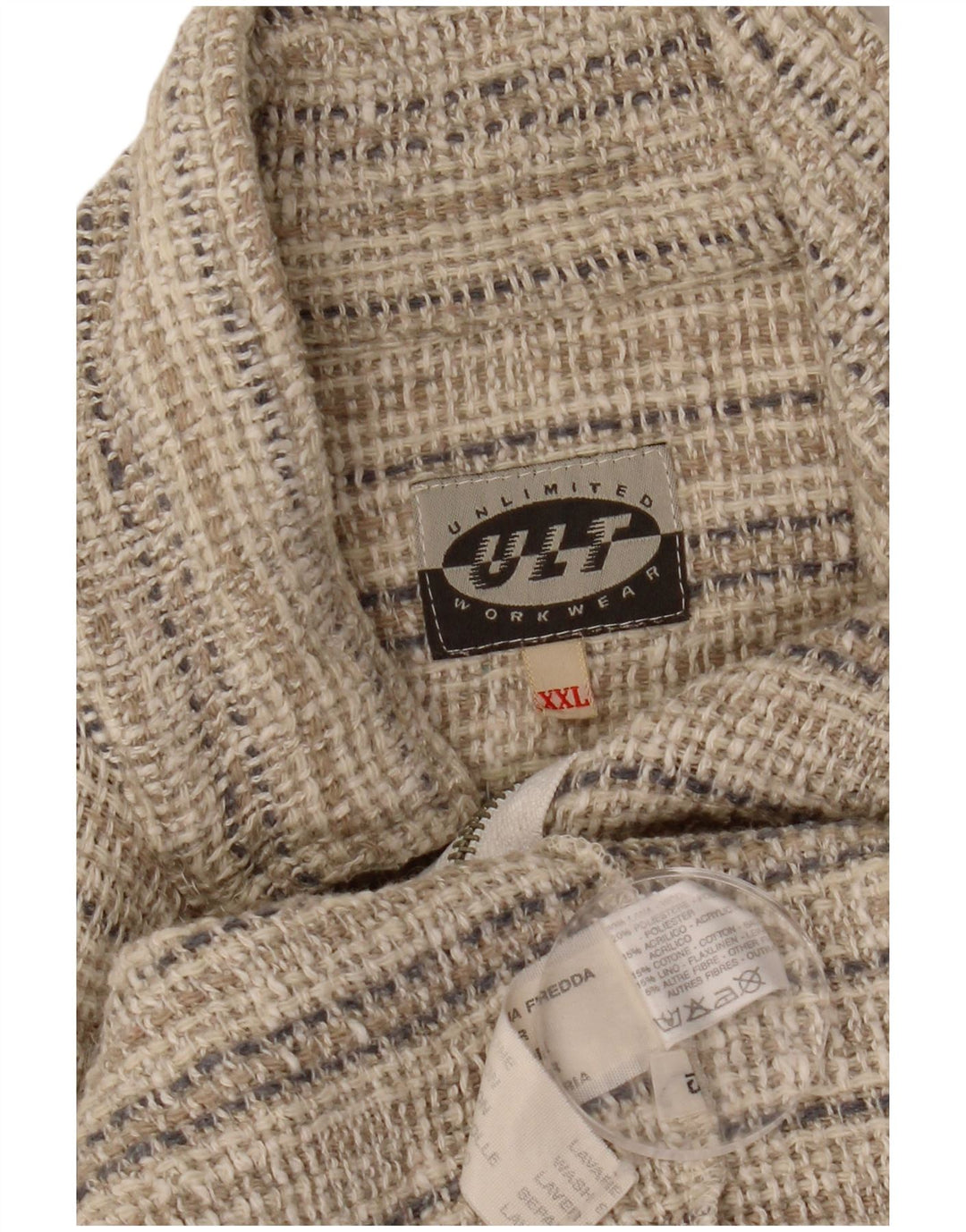 Giubbotto bomber grafico da uomo VINTAGE UK 44 2XL Lana a righe beige