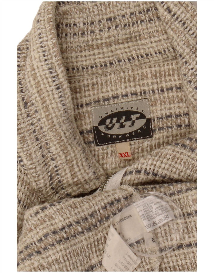 Giubbotto bomber grafico da uomo VINTAGE UK 44 2XL Lana a righe beige