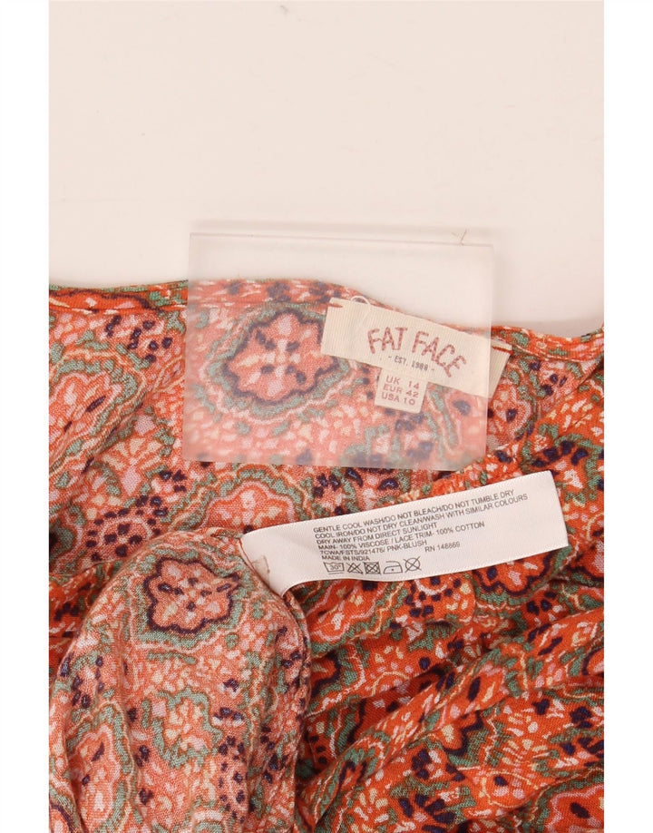 Camicetta asimmetrica da donna Fat Face Top UK 14 Viscosa Paisley arancione medio