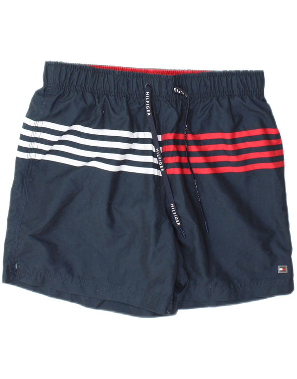 Pantaloncini da bagno da uomo Tommy Hilfiger grandi in poliestere a righe blu navy