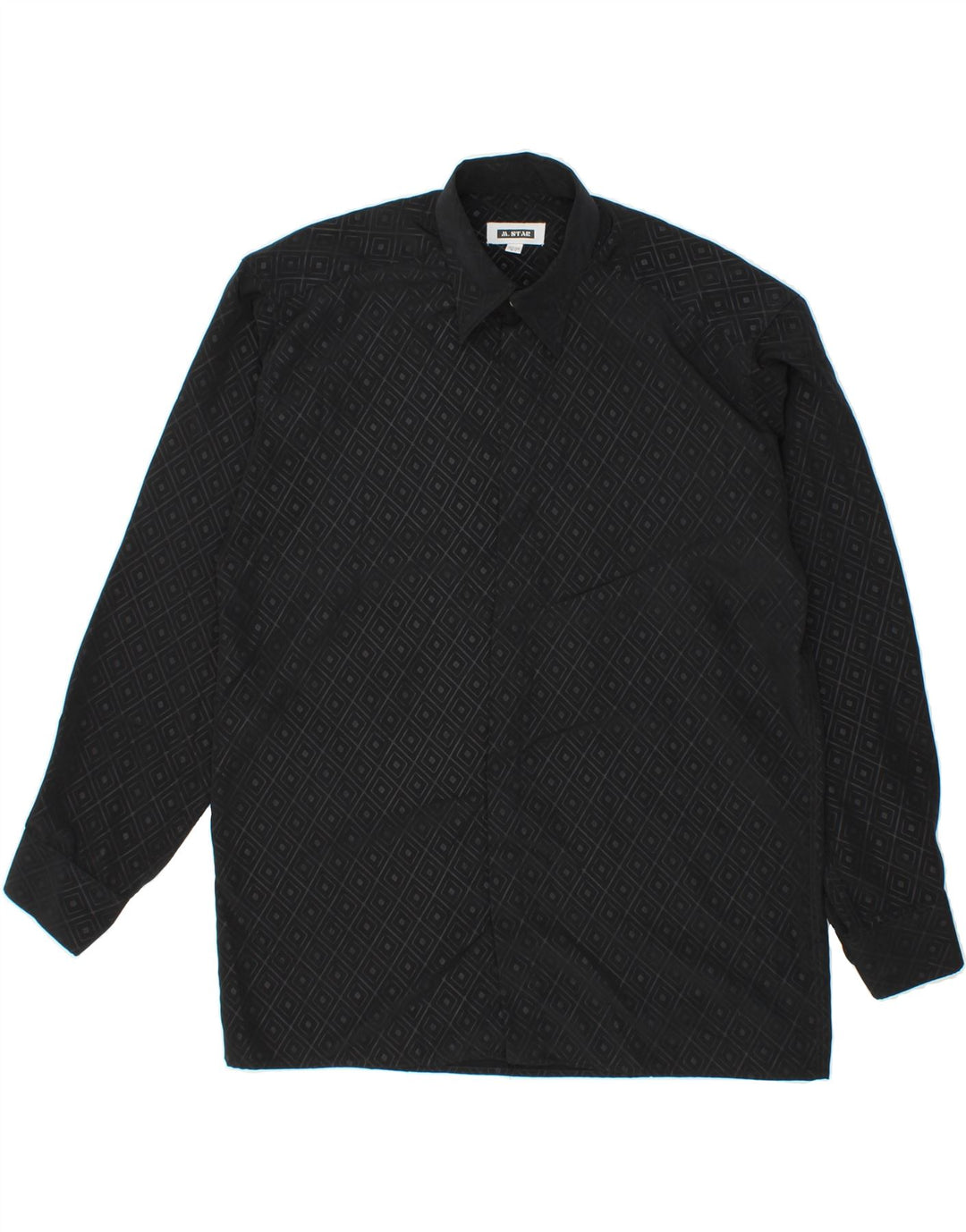 VINTAGE Mens Shirt Size 37/38 Small Black Argyle/Diamond Vintage Vintage and Second-Hand Vintage from Messina Hembry 