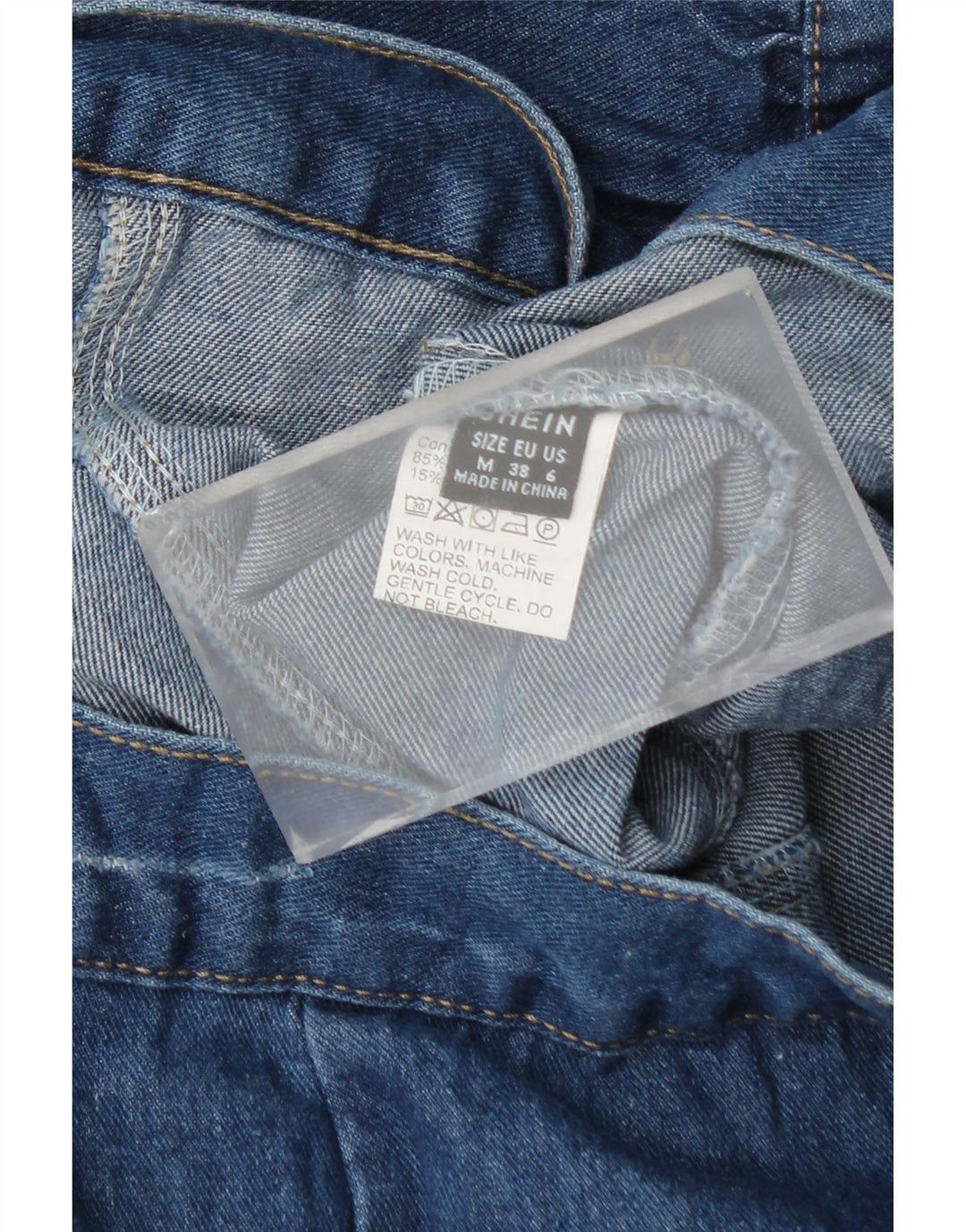 SHEIN Top cardigan in denim a maniche corte da donna, UK 12, cotone blu medio