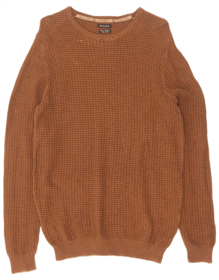 Maglione maglione girocollo da uomo Massimo Dutti XL in cotone marrone