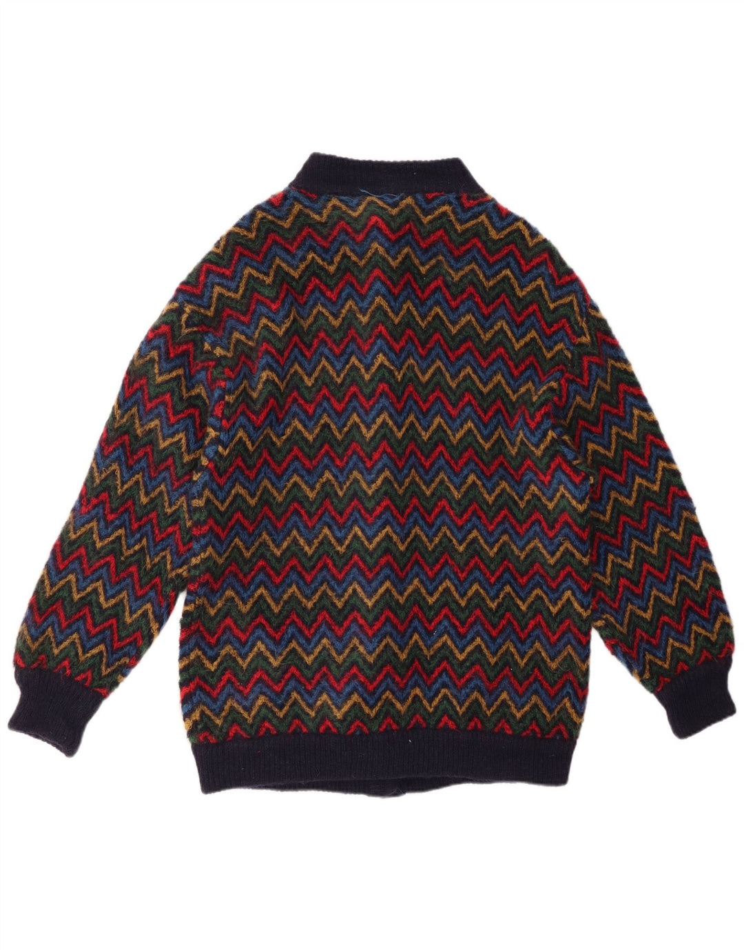 Maglione cardigan da donna VINTAGE UK 14 Grande Chevron multicolore