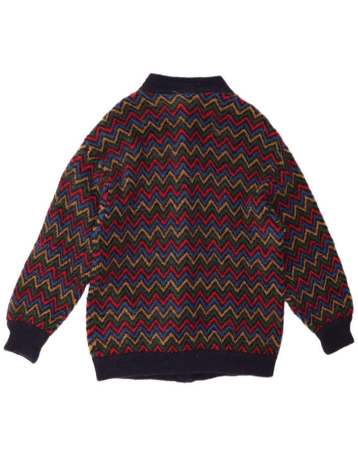 Maglione cardigan da donna VINTAGE UK 14 Grande Chevron multicolore