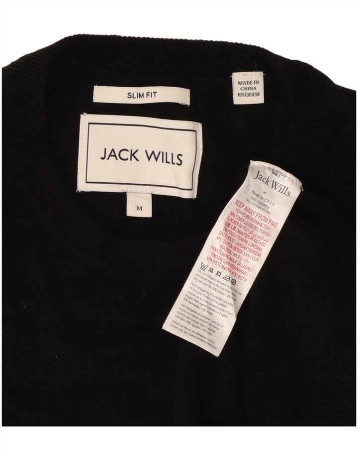 Maglione maglione girocollo da uomo slim fit Jack Wills in cotone nero medio