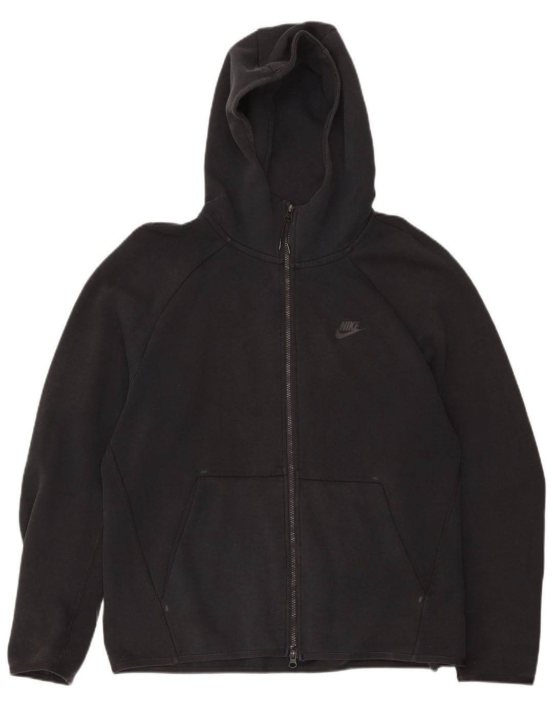 Felpa con cappuccio e zip Nike da uomo, grande, in cotone nero