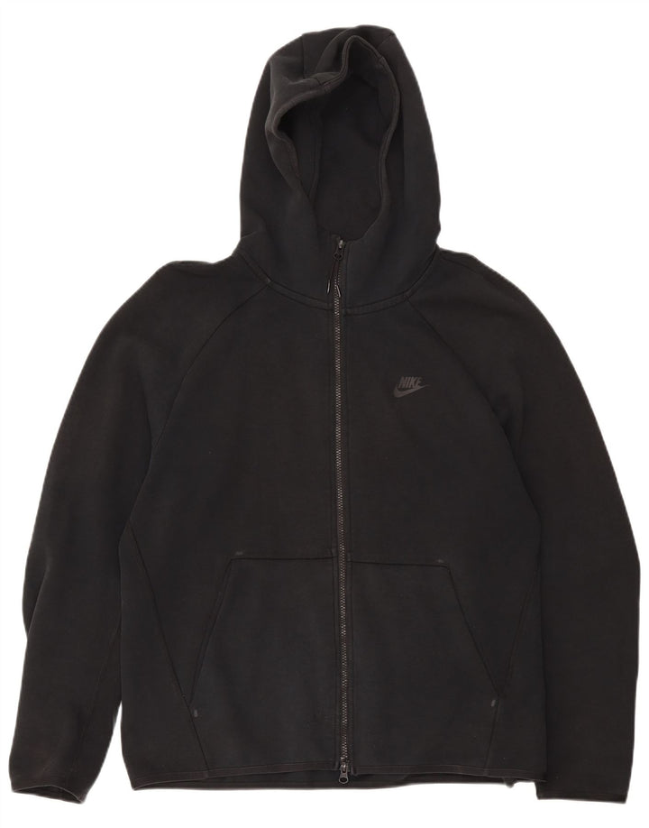 Felpa con cappuccio e zip Nike da uomo, grande, in cotone nero