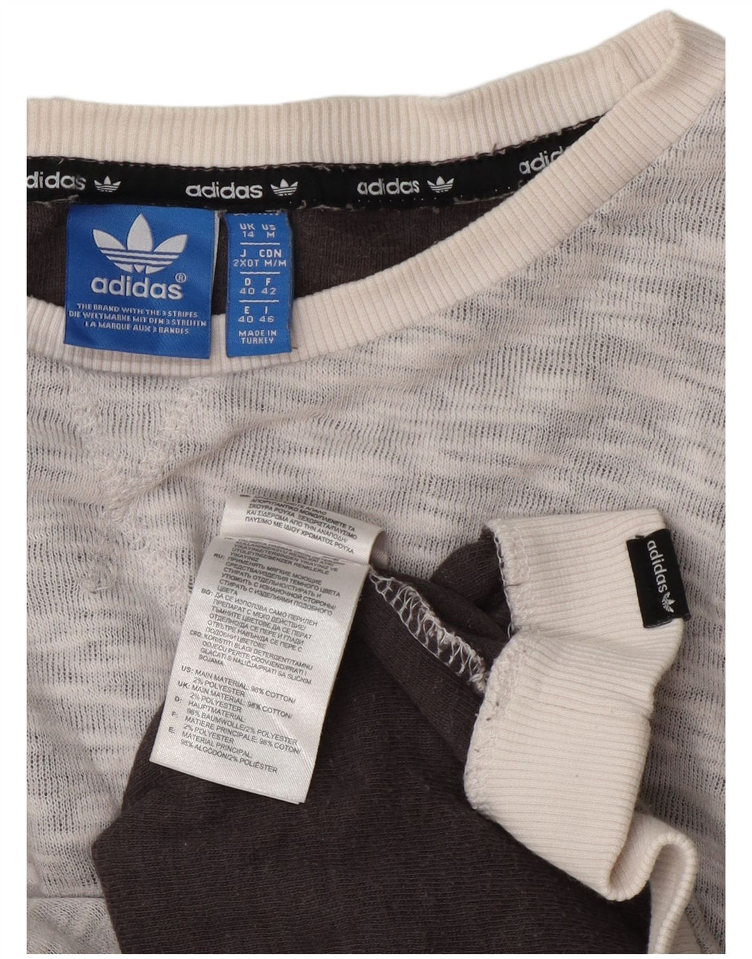 Felpa oversize con grafica da donna Adidas, maglione UK 14, grande grigio screziato