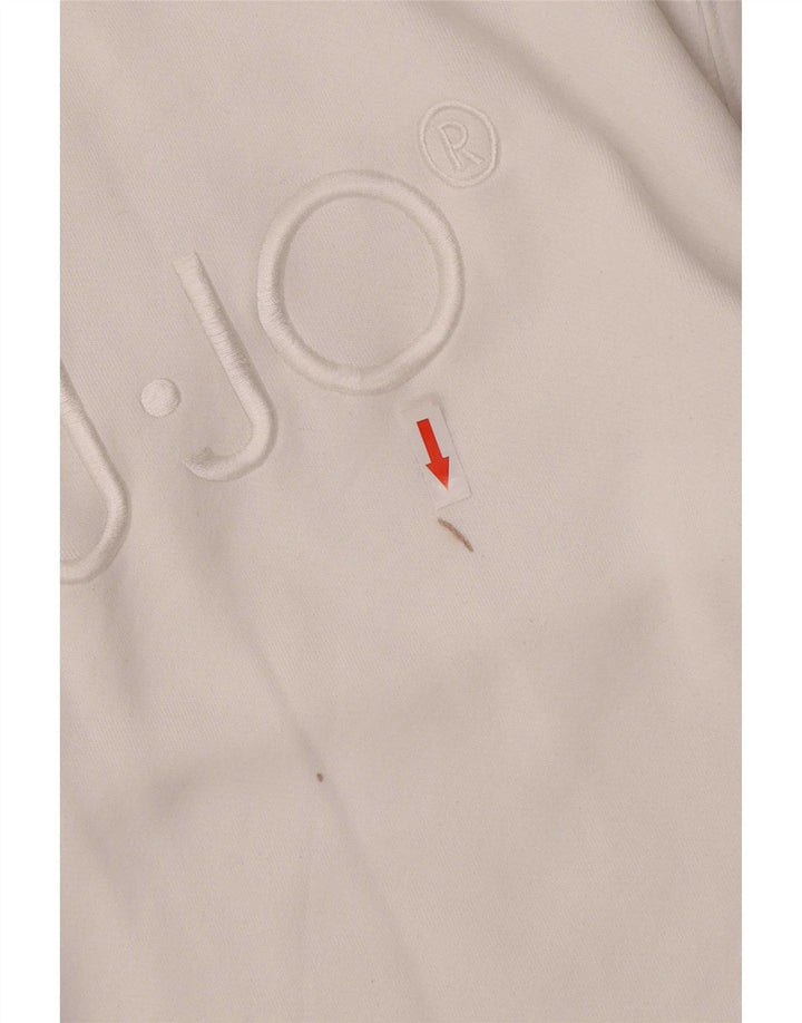 Felpa grafica da donna Liu Jo Maglione UK 14 Cotone bianco medio