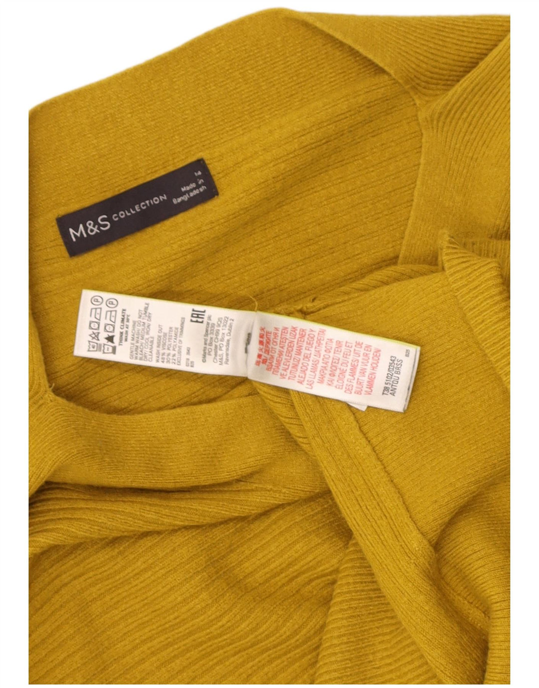 Maglione maglione con scollo a barca da donna Marks & Spencer UK 14 Viscosa giallo medio