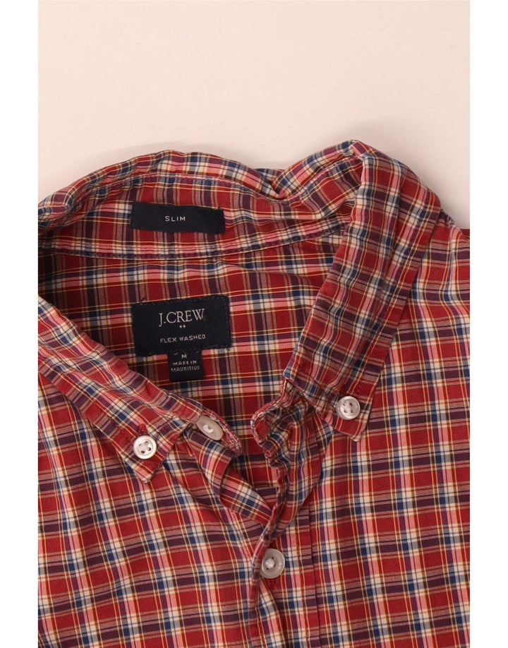 J. CREW Camicia slim fit da uomo in cotone a quadri rossi medi