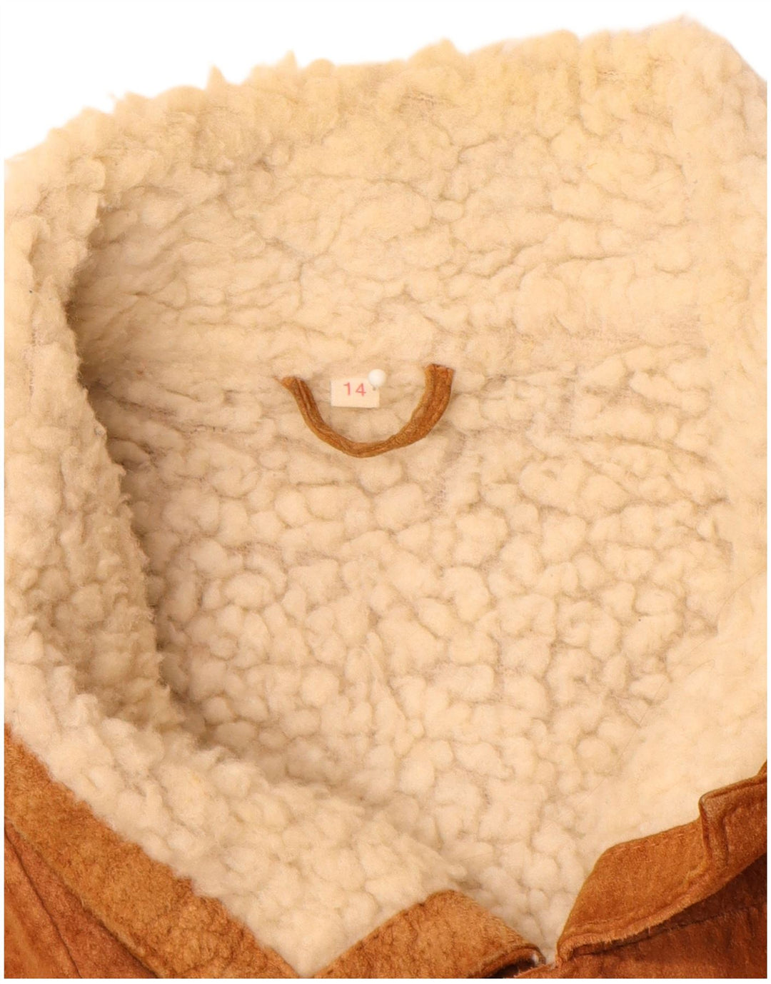 Giacca vintage in pelle scamosciata Sherpa da uomo UK 40 grande in pelle marrone