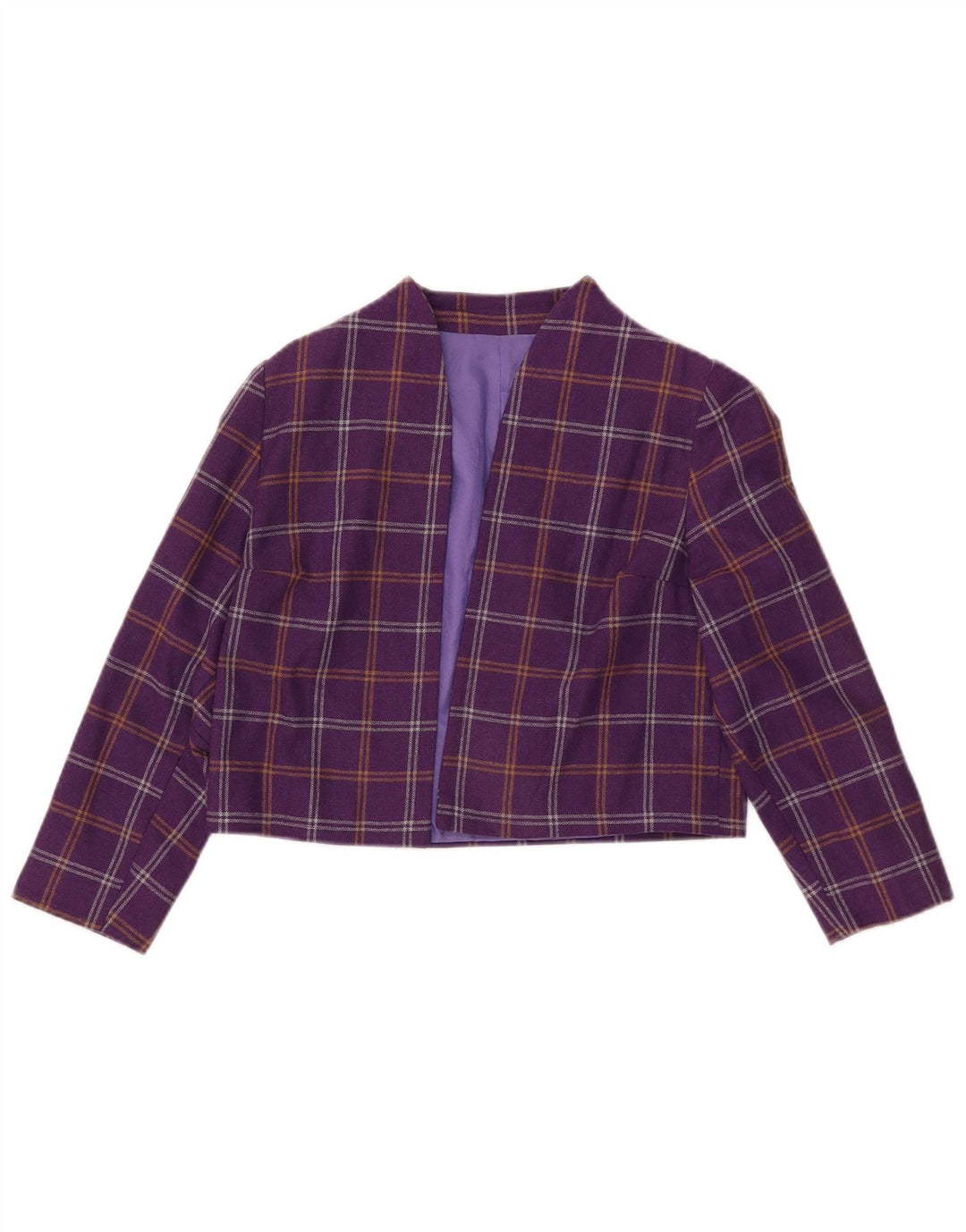 Giacca Bolero da donna VINTAGE UK 10 piccoli quadri viola