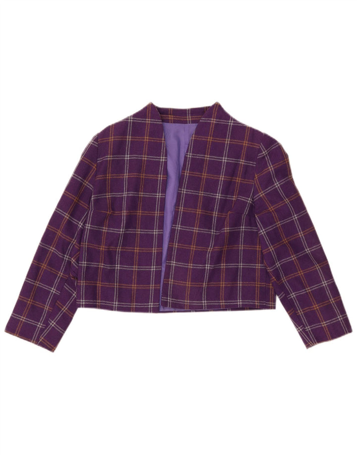 Giacca Bolero da donna VINTAGE UK 10 piccoli quadri viola