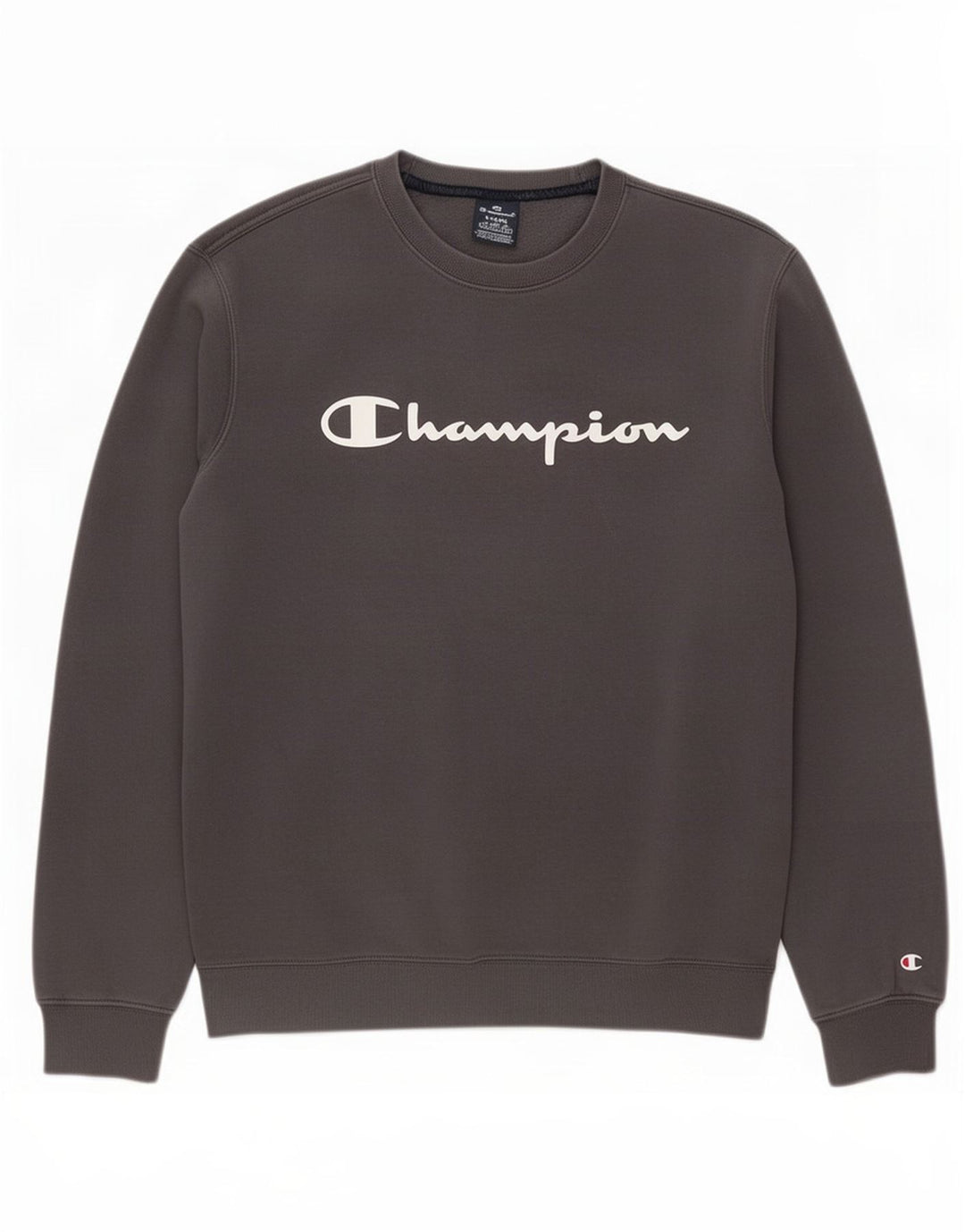 Felpa grafica da uomo Champion, maglione grande, cotone grigio