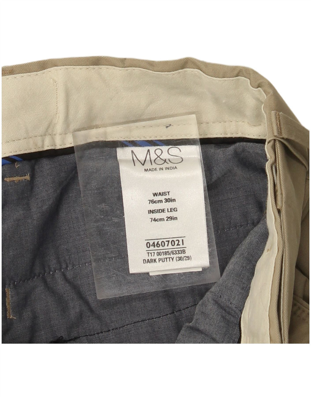 MARKS & SPENCER Pantaloni chino dritti da uomo W30 L29 Cotone beige