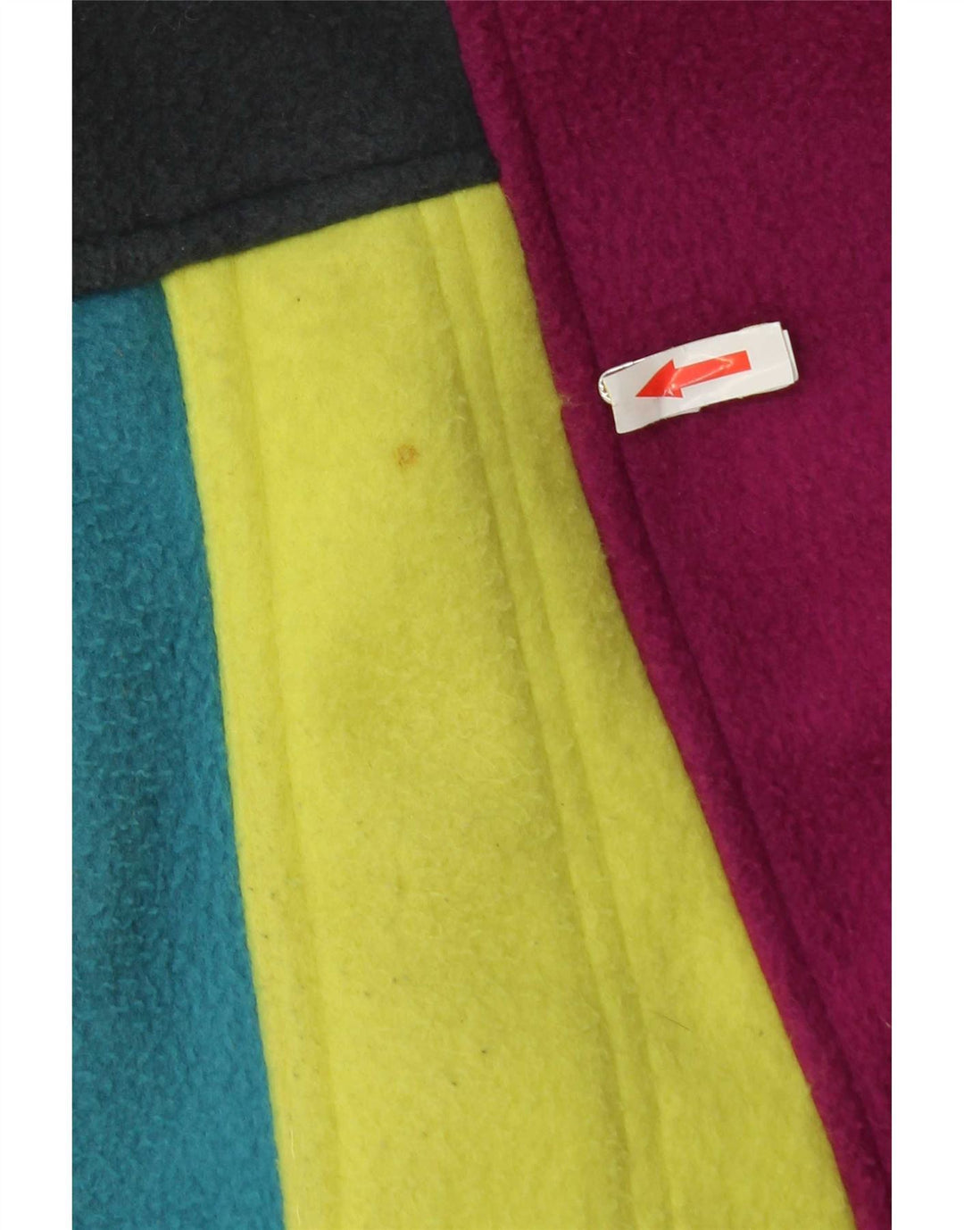 Giacca in pile grafica vintage da uomo UK 40 grande blocco di colori multicolore