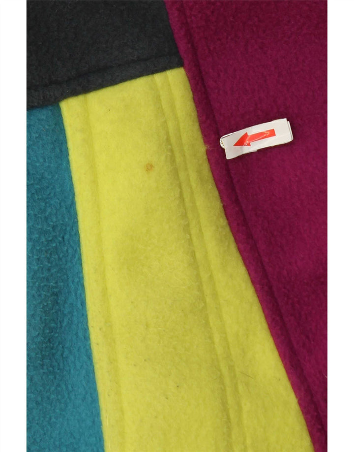 Giacca in pile grafica vintage da uomo UK 40 grande blocco di colori multicolore
