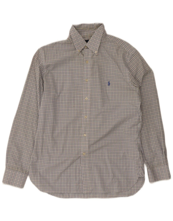 Camicia slim fit da uomo Ralph Lauren taglia 16 1/2 grande cotone a quadri bianchi