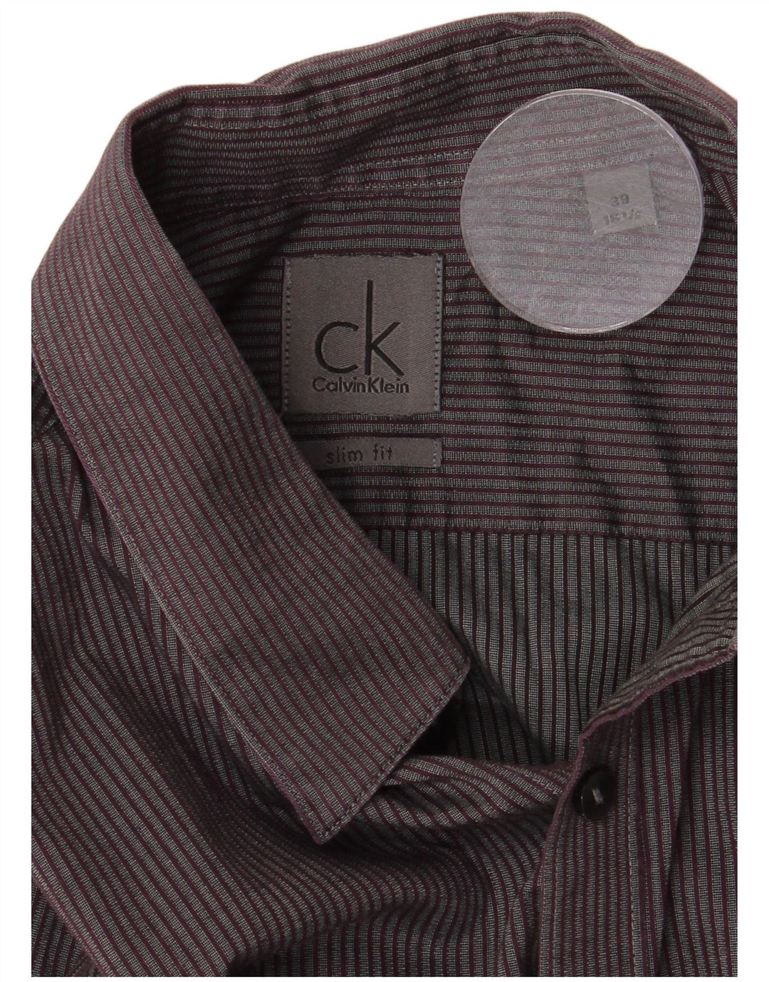 Camicia slim fit da uomo Calvin Klein taglia 39 15 1/2 gessato grigio medio